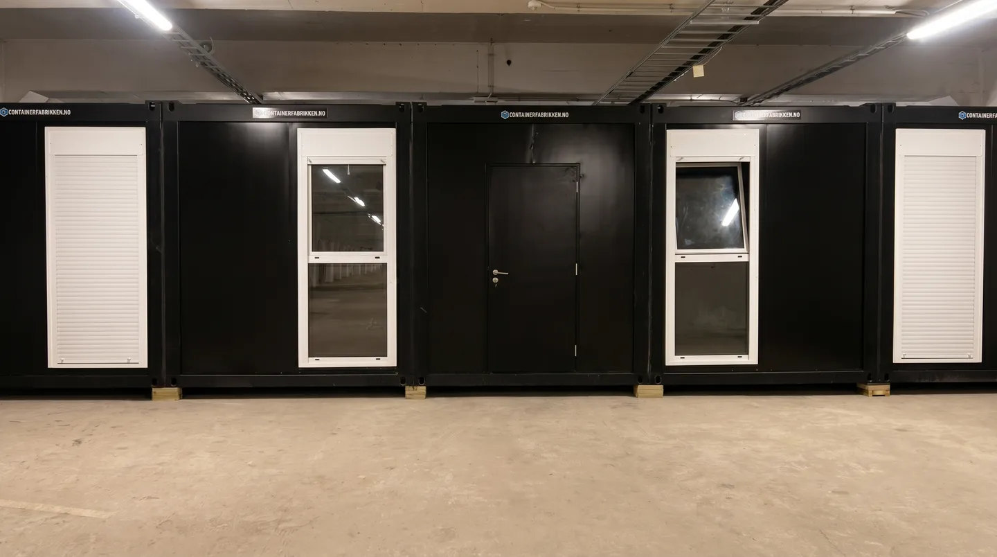 Moduler inne i hangar på Forsvaret-leir — levert av Containerfabrikken